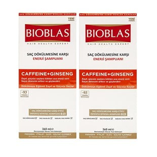 Bioblas Saç Dökülmesine Karşı Caffeine Zayıf ve Güçsüz Saçlar İçin Şampuan 360 ml x 2 Adet
