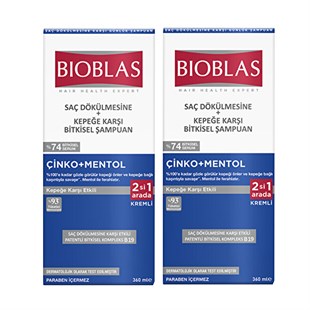 Bioblas Zınc Pyrition Saç Dökülmesine ve Kepeğe Karşı Etkili Şampuan 360 ml x 2 Adet