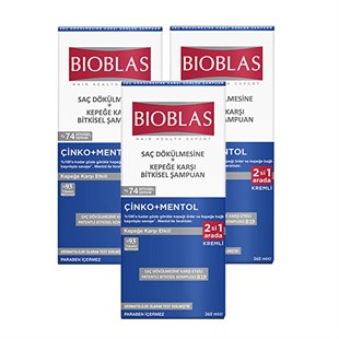 Bioblas Zınc Pyrition Saç Dökülmesine ve Kepeğe Karşı Etkili Şampuan 360 ml x 3 Adet