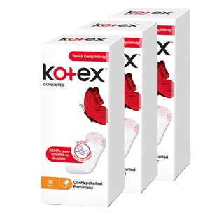 Kotex İnce Günlük Ped Parfümsüz 18x3 54'lü