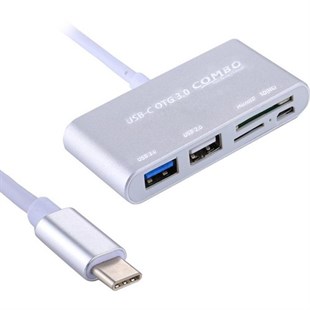 Powermaster USB Type-C Otg Combo Usb 3.0 Hub+Kart Okuyucu