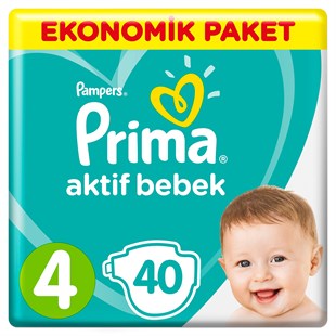 Prima Aktif Bebek Maxi 4 Beden Ekonomik 40lı Bebek Bezi 