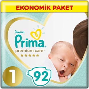 Prima Premium Care 1 Beden 92li Ekonomik Paket Bebek Bezi