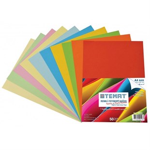 Temat Renkli A4 Fotokopi Kağıdı 10 Renk 50'li Paket